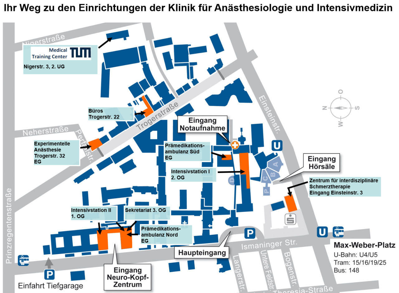 Anästhesie Lageplan